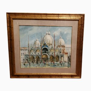 St. Mark's Square and St. Mark's Basilica, Oil Painting on Canvas