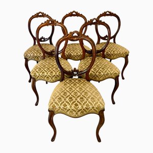 Chaises de Salle à Manger Victoriennes Antique en Noyer Sculpté, 1860s, Set de 6
