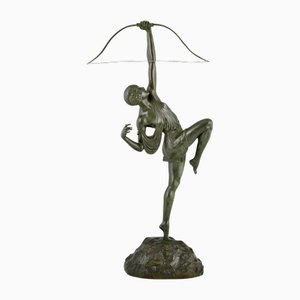 Pierre Le Faguays, Art Deco Diana mit Schleife, 1925, Bronze