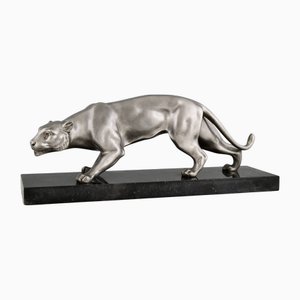 J. Brault, Escultura de pantera Art Déco, 1930, bronce con base de mármol