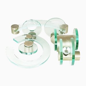 Badezimmer Set aus vernickeltem Messing & Glas von Fontana Arte, 1960er, 7 . Set