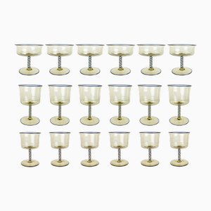 Murano Glass Goblets by Vittorio Zecchin for Pauly & Co, 1930s, Set of 18