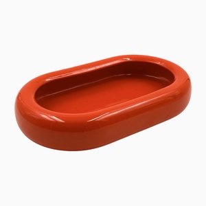 Space Age Orange Ceramic Tray, Italy, 1970s
