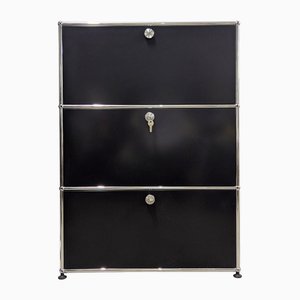 Wandschrank aus verchromtem & schwarzem Metall von Fritz Haller für USM Haller, 1980er