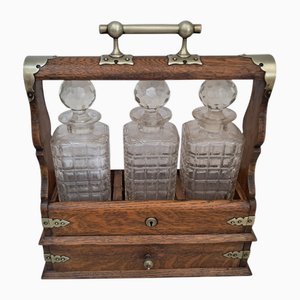 Tantalus Antique avec Trois Carafes, 1880, Set de 4