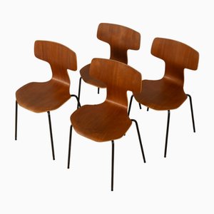 Chaises Hammer Modèle 3103 par Arne Jacobsen pour Fritz Hansen, 1960s, Set de 4