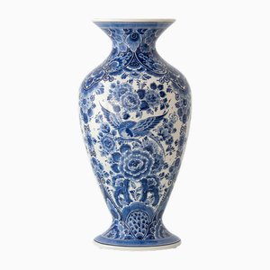 Monumental Hand-Painted Delft Blue and White Earthenware Vase by Velsen, 1950s
