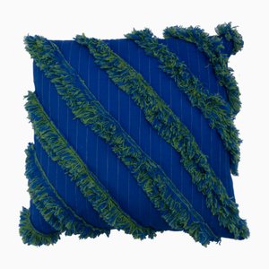 Ycswm Quilted Diagonal Cushion in Blue by Granite + Smoke
