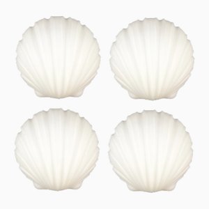 Minimalist Shell-Shaped Opaline Glass Wall Lights from Limburg, Germany, 1970s, Set of 4