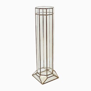 Piédestal Colonne Style Art Déco en Verre et Zinc