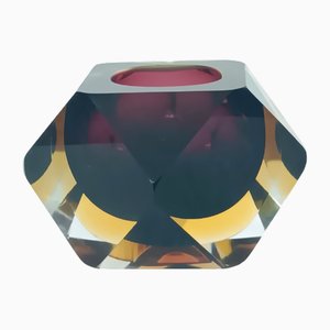 Faceted Sommerso Murano Glass Bowl