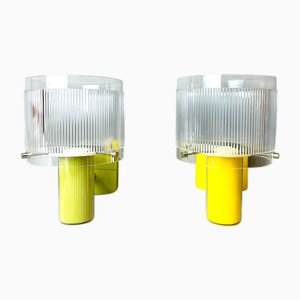 Green and Yellow Acrylic Wall Sconces, 1990s, Set of 2