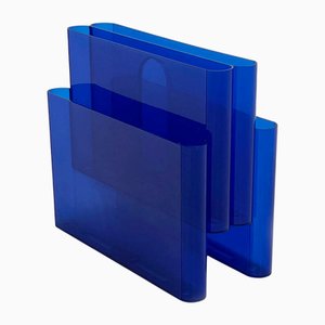 Blue Magazine Rack by Giotto Stoppino for Kartell, 1970s