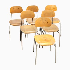 Vintage Industrial School Chairs, 1970s, Set of 6