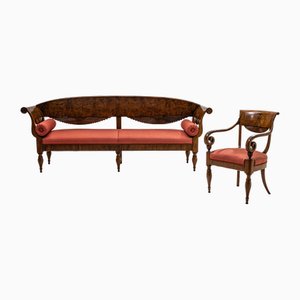 Canapé et Fauteuil Antiques, Italie, 1830, Set de 2