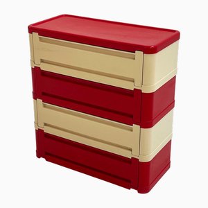 Modell 4964 Kommode in Rot & Weiß von Olaf von Bohr für Kartell, 1970er