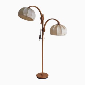 Teak Stehlampe mit Lampenschirmen von Domus