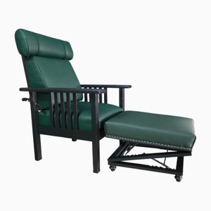 Sillón Bauhaus con otomana de roble y cuero, años 30