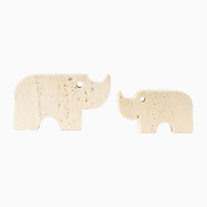 Italian Travertine Rhino Figurines attributed to Fratelli Mannelli, 1970s, Set of 2