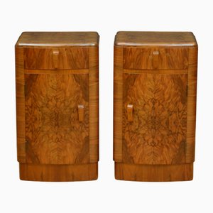 Art Deco Bedside Tables in Walnut, 1940, Set of 2