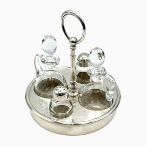 Modernes französisches Mid-Century Gewürz Set aus Versilbertem & Kristallglas von Christofle, 1950er, 5 . Set