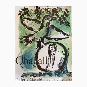 Original The Green Bird Lithographic Exhibition Poster after Marc Chagall, 1962