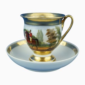 Tasse et Soucoupe Style Empire Antiques en Porcelaine, 1800s