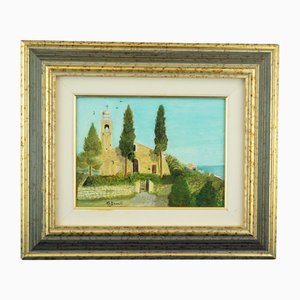 Olga Davoli, Iglesia de Sant'antonio Abate en Costarainera, siglo XX, óleo sobre lienzo