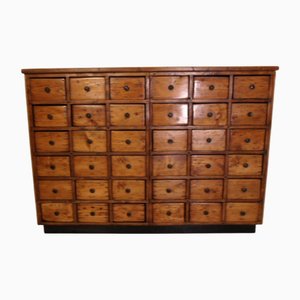 Dutch Industrial Pine Apothecary Cabinet, 1930s