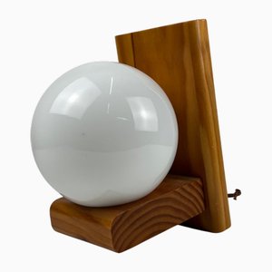 MCM Wood and Glass Wall Sconce, 1950s