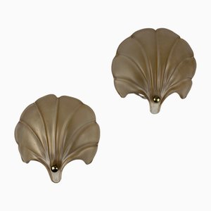 Appliques Murales Shell Vintage en Pâte de Verre, 1950s, Set de 2