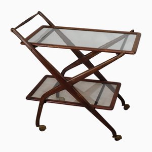 Chariot de Service Vintage en Bois et Verre, 1960s