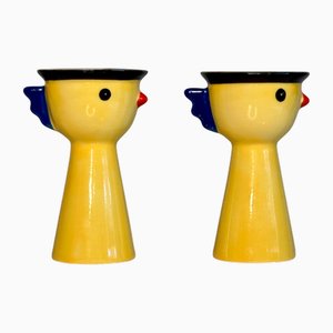 Postmodern Handcrafted Ceramic Chicken Egg Cups from Ikea, Sweden, 1980s, Set of 2