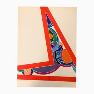 John Levee, Abstrakte Komposition in Farben, Handsignierter Siebdruck, 1975