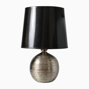 Lampada da tavolo sferica in ceramica argentata di Aldo Londi per Bitossi, anni '70