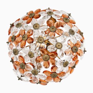 Clear and Peach Crystal Floral Ceiling Light