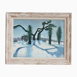 Yves Brayer, Schnee in der Provence, 1960er, Oil on Board