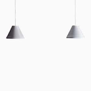 White Conical Pendant Lamps attributed to Wilhelm Vest, 1970s, Set of 2