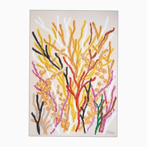 Romina Milano, Orange Marine Flora, 2025, Mixed Media on Paper