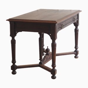 Antique Desk with Turned Legs, 1900s