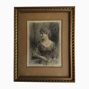 Gaston Gérard, Young Woman, 1890, Charcoal Drawing
