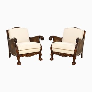 Set of Antique Swedish Bergere Armchairs in Satin Birch, 1920
