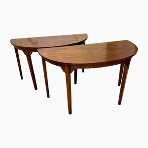 Antique George III Figured Mahogany Console Tables, 1790, Set of 2