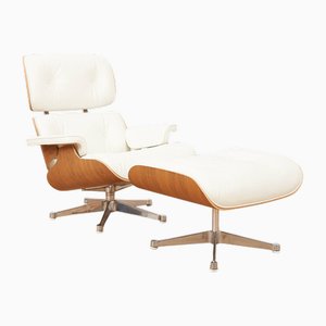 Fauteuil et Ottomane en Cuir par Ray et Charles Eames pour Vitra, 1956, Set de 2