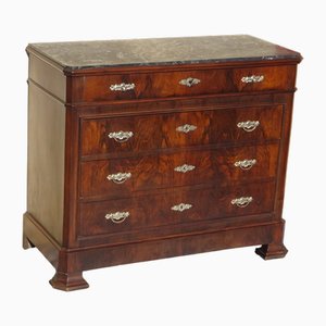 Louis Philippe Chest of Drawers in Walnut and Burl Walnut