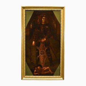 Künstler der Lombardischen Schule, Heiliger Erzengel Michael, 1650, Öl auf Leinwand