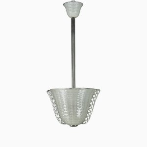 Art Deco Hängelampe aus Pulegoso Murano Glas von Ercole Barovier, 1940er
