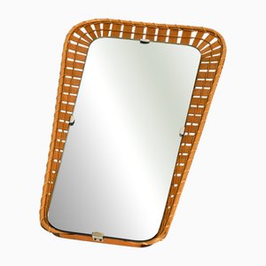 Rattan & Korbgeflecht Trapezspiegel, 1970er