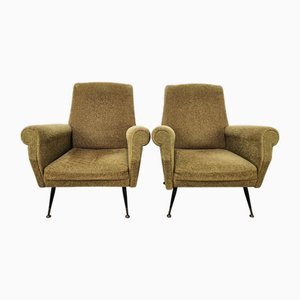 Set von Mid-Century Modern Stoffstühlen mit Eisen & Holzbeinen, 1960