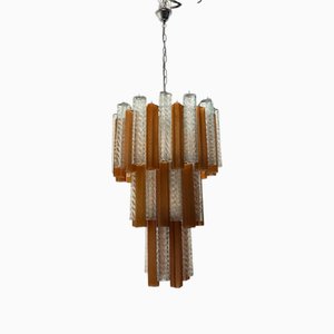 Large Murano Glass Tube Chandelier, Italy, 1970s